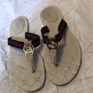 White Gucci Flip Flop